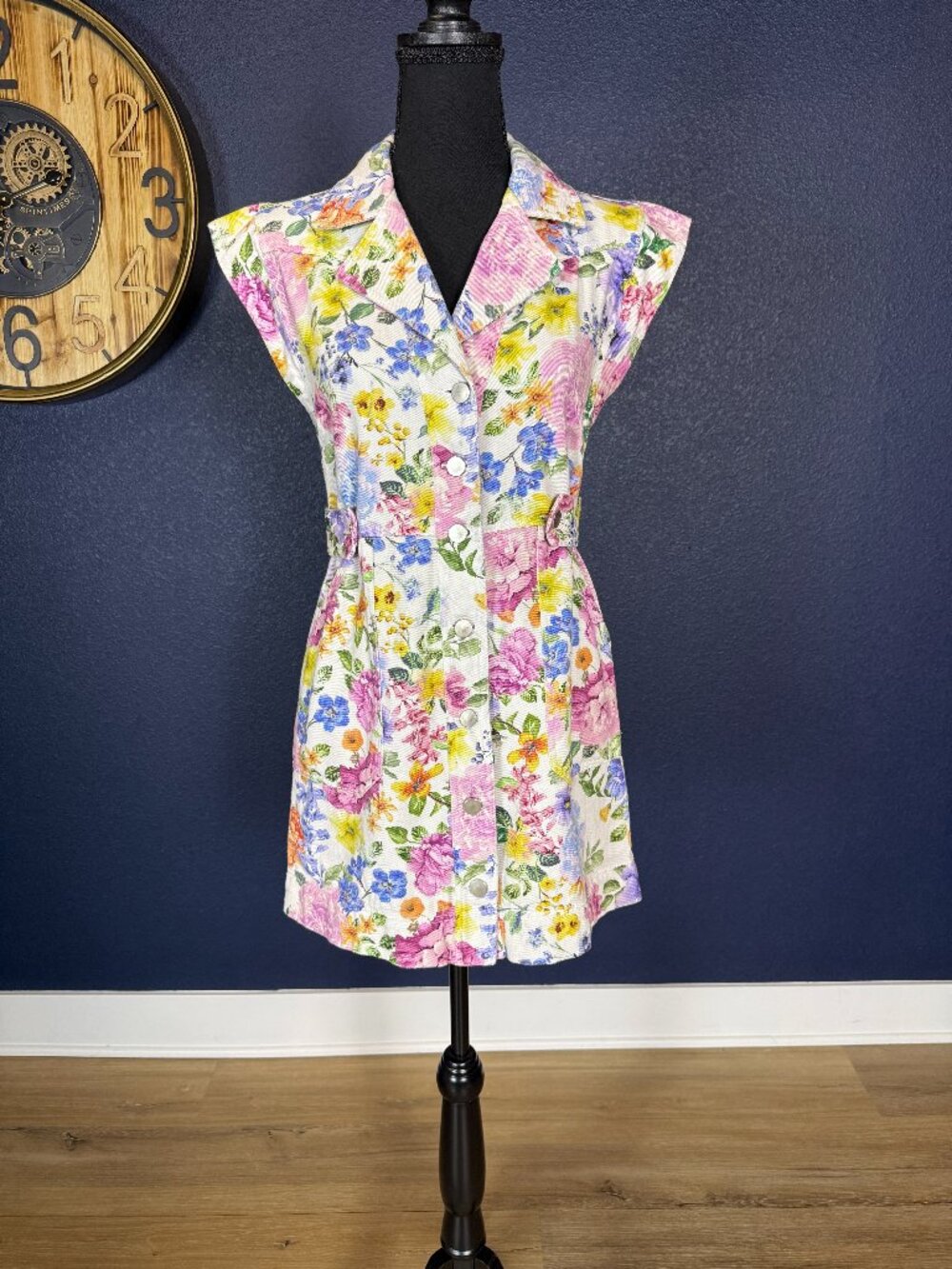 VICI Eternal Spring Multicolor Floral Mini Utility Dress | M